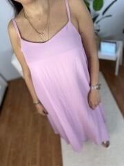 VICTOR PAMUK ASKILI ELBİSE PEMBE
